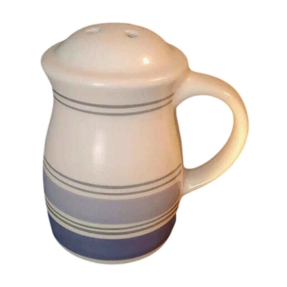 Pfaltzgraff Salt Shaker Unisex 4in White Blue Excellent Striped Pitcher Shape
